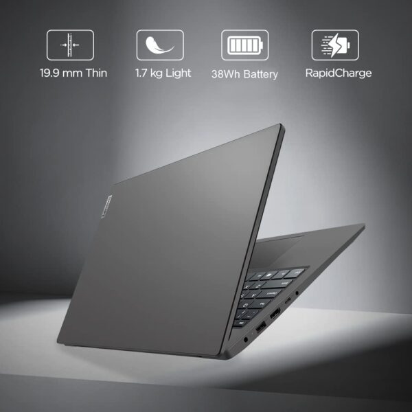 Lenovo V15 Intel Core i5 11th Gen 15.6" (39.62 cm) FHD (1920x1080) Antiglare 250 nits Thin and Light Laptop (8GB RAM/512GB SSD/DOS/Iron Grey/1.7 kg), 82KBA01KIH - Image 3